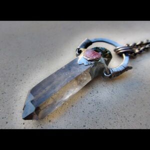 Smoky Quartz, Black Tourmaline and Ruby amulet